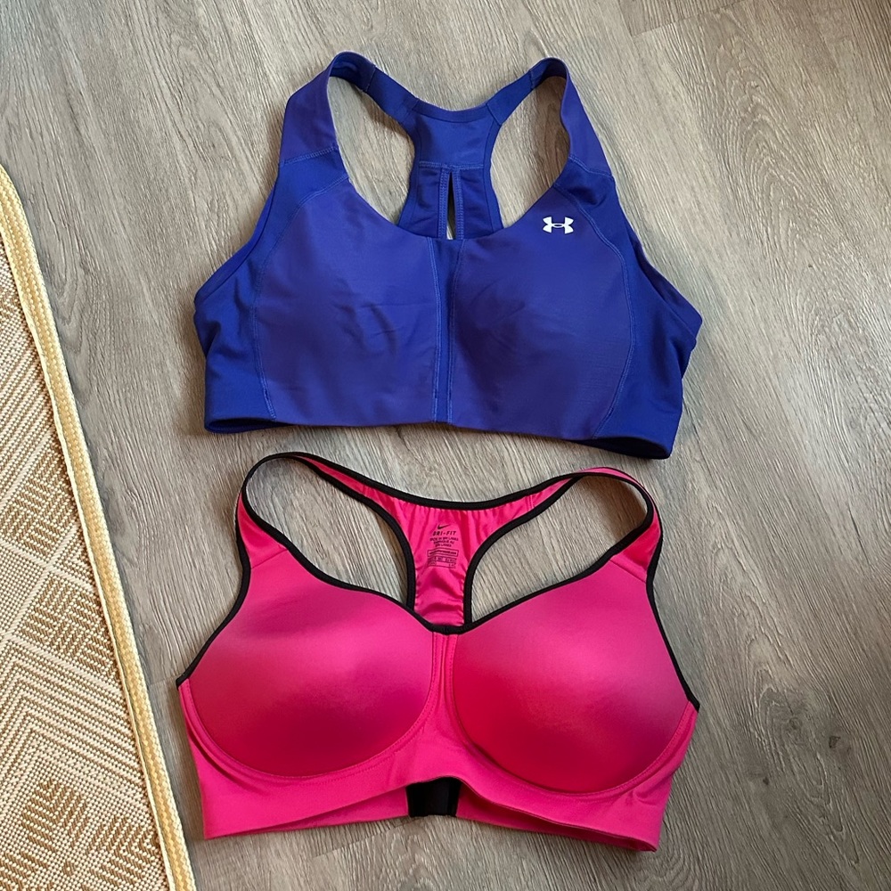 Under Armour and Nike sports bras 38C high support